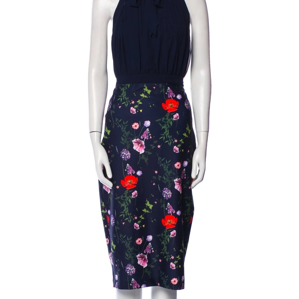 Like New Ted Baker 
Shimma Shutter Pleat Knee-Length Halter Dress